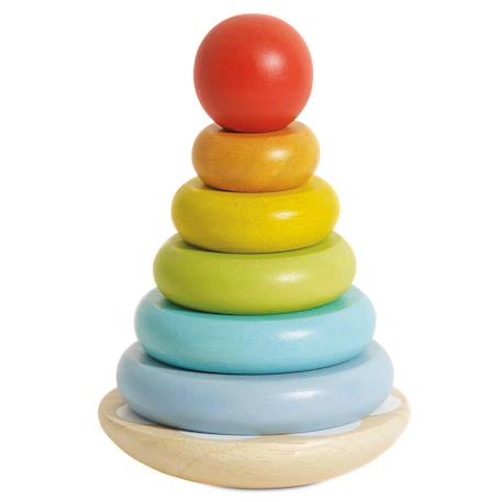 Jouet empilable arc-en-ciel en bois Beige 1 - vertbaudet enfant 