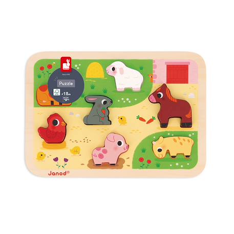 Puzzle en bois à la ferme Multicolore 5 - vertbaudet enfant 