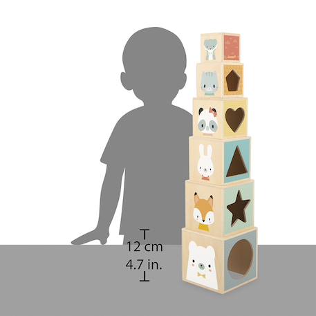 Pyramide en bois fsc, 6 cubes à empiler Multicolore 2 - vertbaudet enfant 