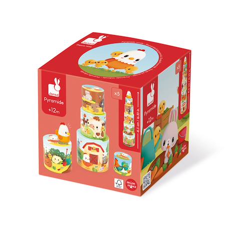 Pyramide à empiler les animaux de la ferme Multicolore 5 - vertbaudet enfant 