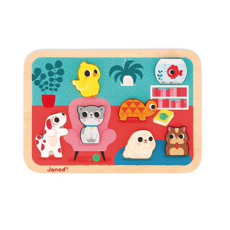 Puzzle en bois les animaux familiers Multicolore 1 - vertbaudet enfant 