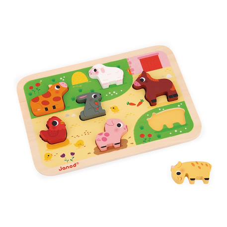 Puzzle en bois à la ferme Multicolore 3 - vertbaudet enfant 