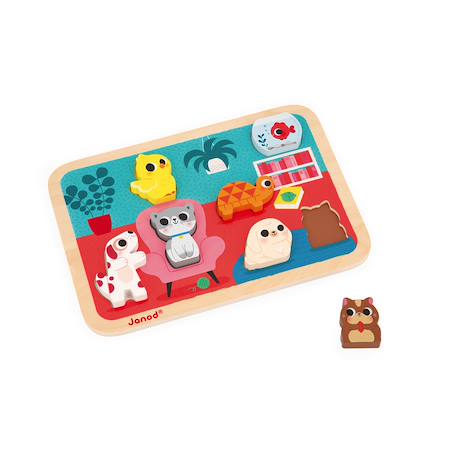 Puzzle en bois les animaux familiers Multicolore 3 - vertbaudet enfant 
