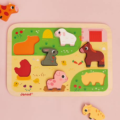 Puzzle en bois à la ferme Multicolore 2 - vertbaudet enfant 