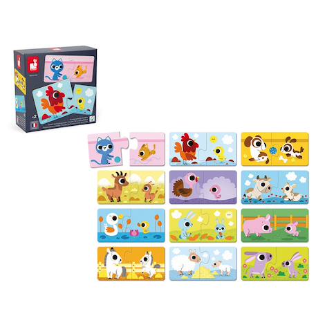 Puzzle duo parents et bébés animaux Multicolore 4 - vertbaudet enfant 