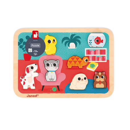 Puzzle en bois les animaux familiers Multicolore 5 - vertbaudet enfant 