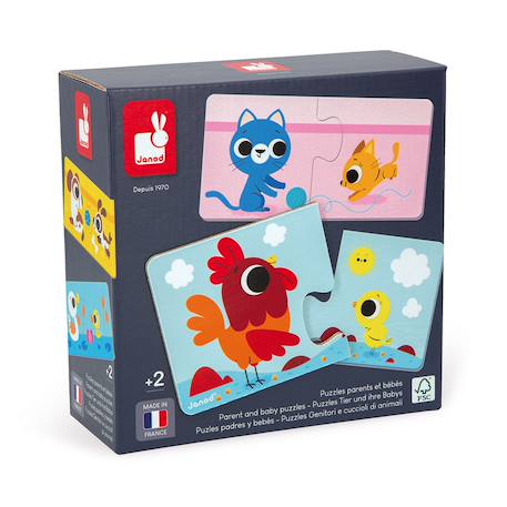 Puzzle duo parents et bébés animaux Multicolore 1 - vertbaudet enfant 