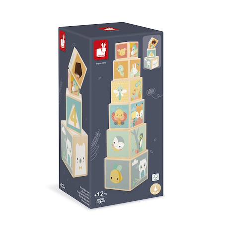 Pyramide en bois fsc, 6 cubes à empiler Multicolore 6 - vertbaudet enfant 