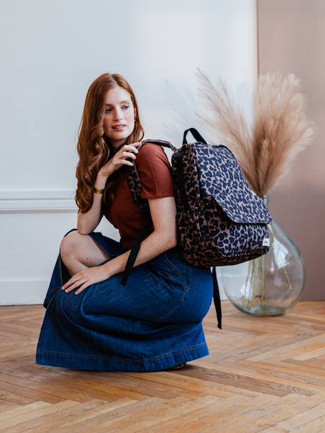 Sac à dos à langer Tokyo kaki+marron imprimé+ocre 7 - vertbaudet enfant 