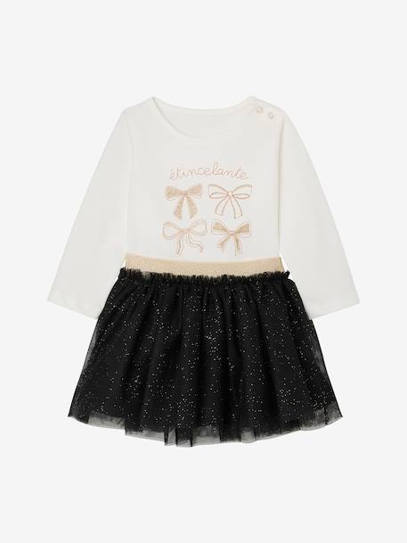 Ensemble bébé fille t-shirt jupon glitter noir 1 - vertbaudet enfant 