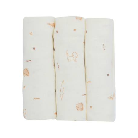 Lot de 3 langes en coton bébé Beige 1 - vertbaudet enfant 
