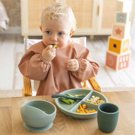 Trousseau repas silicone bébé - 2 pièces Vert olive 3 - vertbaudet enfant 