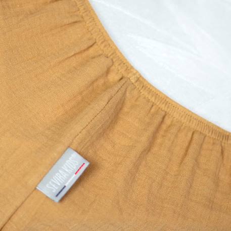 Drap housse uni en gaze de coton Beige+Blanc+Bleu+Camel+Écru+Gris+Terracotta+Vert de gris+Vert eucalyptus+Vieux rose 21 - vertbaudet enfant 