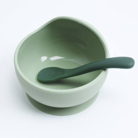 Trousseau repas silicone bébé - 2 pièces Vert olive 1 - vertbaudet enfant 