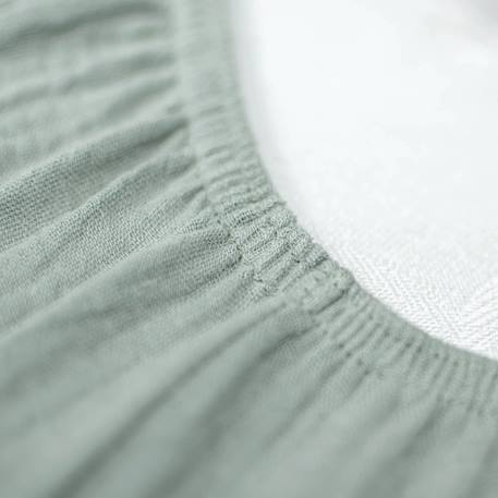 Drap housse uni en gaze de coton Beige+Blanc+Bleu+Camel+Écru+Gris+Terracotta+Vert de gris+Vert eucalyptus+Vieux rose 43 - vertbaudet enfant 