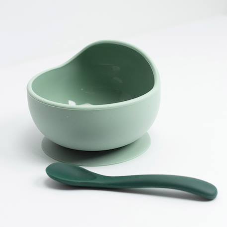 Trousseau repas silicone bébé - 2 pièces Vert olive 2 - vertbaudet enfant 