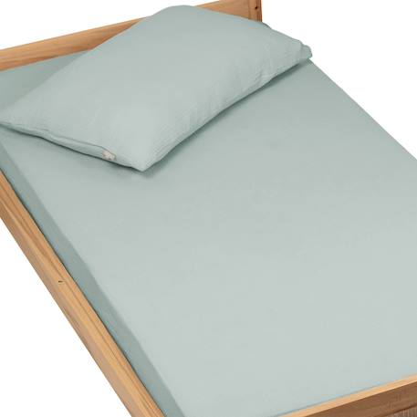 Drap housse uni en gaze de coton Beige+Blanc+Bleu+Camel+Écru+Gris+Terracotta+Vert de gris+Vert eucalyptus+Vieux rose 40 - vertbaudet enfant 