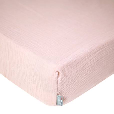 Drap housse uni en gaze de coton Beige+Blanc+Bleu+Camel+Écru+Gris+Terracotta+Vert de gris+Vert eucalyptus+Vieux rose 55 - vertbaudet enfant 