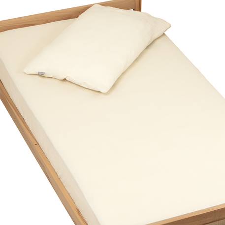 Drap housse uni en gaze de coton Beige+Blanc+Bleu+Camel+Écru+Gris+Terracotta+Vert de gris+Vert eucalyptus+Vieux rose 22 - vertbaudet enfant 