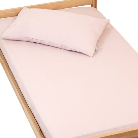Drap housse uni en gaze de coton Beige+Blanc+Bleu+Camel+Écru+Gris+Terracotta+Vert de gris+Vert eucalyptus+Vieux rose 52 - vertbaudet enfant 