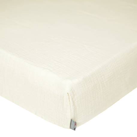 Drap housse uni en gaze de coton Beige+Blanc+Bleu+Camel+Écru+Gris+Terracotta+Vert de gris+Vert eucalyptus+Vieux rose 25 - vertbaudet enfant 