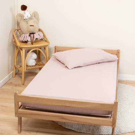 Drap housse uni en gaze de coton Beige+Blanc+Bleu+Camel+Écru+Gris+Terracotta+Vert de gris+Vert eucalyptus+Vieux rose 53 - vertbaudet enfant 
