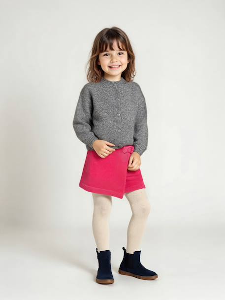 Gilet fille maille mousseuse gris chiné+vanille 5 - vertbaudet enfant 