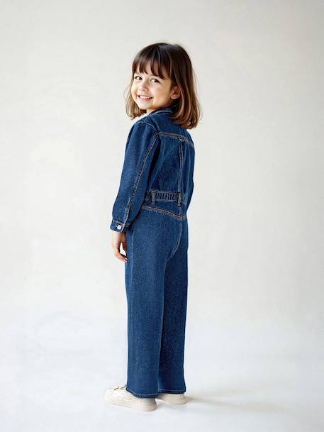 Combinaison fille jean style worker bleu moyen 5 - vertbaudet enfant 