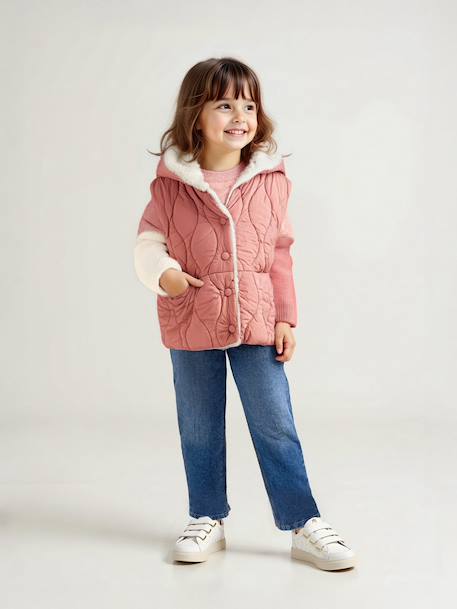 Doudoune fille sans manches réversible bois de rose 1 - vertbaudet enfant 