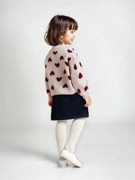 Gilet jacquard coeurs fille beige doré 5 - vertbaudet enfant 