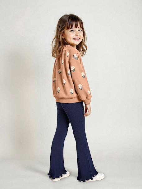 Ensemble sweat imprimé et legging flare fille bois de rose+marine 16 - vertbaudet enfant 