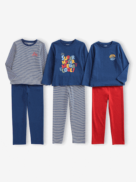Lot de 3 pyjamas garçon vélo bleu océan 13 - vertbaudet enfant 