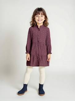-Robe fille en gaze de coton imprimée pois irisés