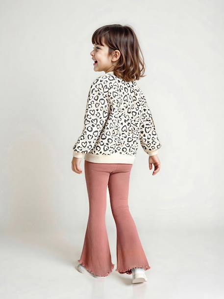 Ensemble sweat imprimé et legging flare fille bois de rose+marine 8 - vertbaudet enfant 