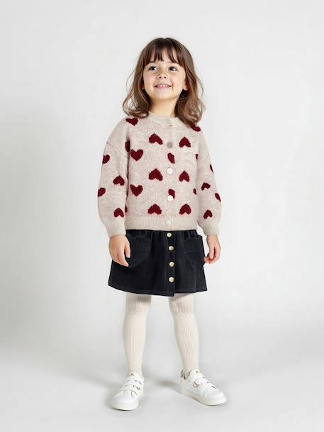 Gilet jacquard coeurs fille beige doré 4 - vertbaudet enfant 