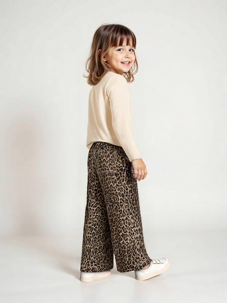 Pantalon fille large imprimé Fleurs multicolore+Léopard beige+vanille+Zébré chocolat 10 - vertbaudet enfant 