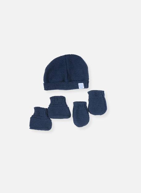 Ensemble naissance bonnet, moufles et chaussons Blanc+Bleu layette+Gris+Marine+Rose 7 - vertbaudet enfant 