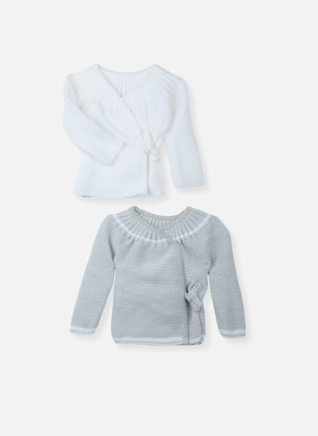 Lot de 2 brassières à liens Blanc/blanc+Blanc/bleu layette+Blanc/gris+Blanc/moka+Blanc/rose layette 5 - vertbaudet enfant 