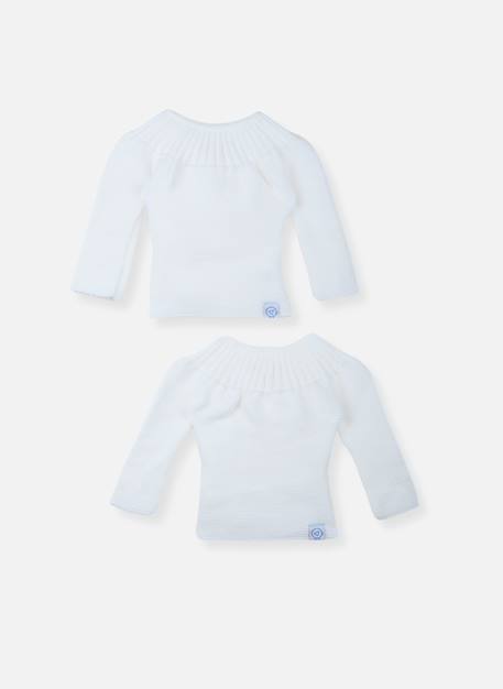 Lot de 2 brassières à liens Blanc/blanc+Blanc/moka+Blanc/rose layette 2 - vertbaudet enfant 