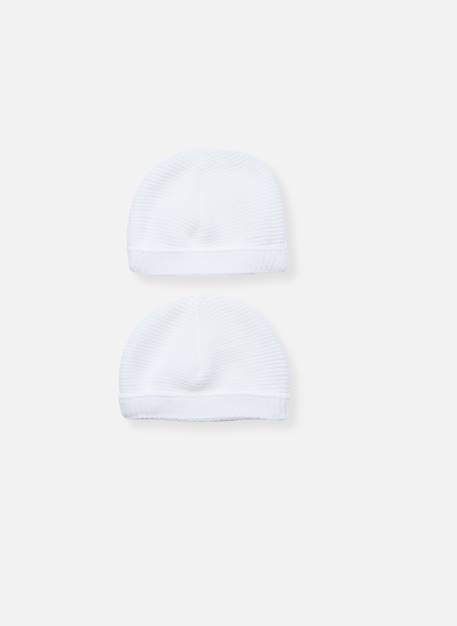 Lot de 2 bonnets Blanc/blanc+Blanc/bleu layette+Blanc/gris+Blanc/marine+Blanc/rose layette 2 - vertbaudet enfant 