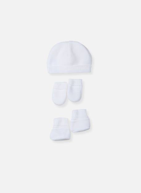 Ensemble naissance bonnet, moufles et chaussons Blanc+Bleu layette+Gris+Marine+Rose 2 - vertbaudet enfant 