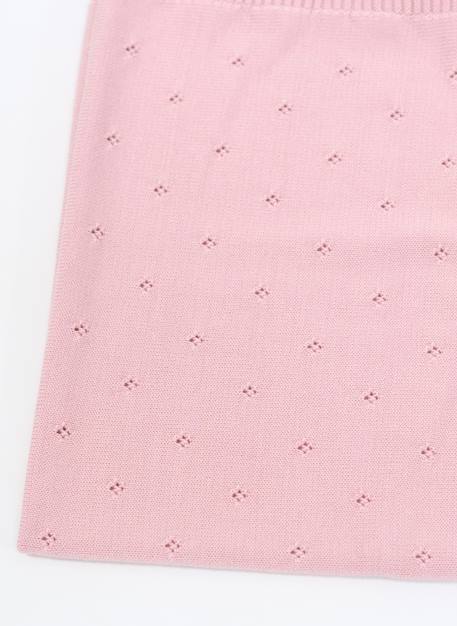 Couverture  en laine mélangée  ajourée Bleu clair+Camel+Écru+Rose perle 11 - vertbaudet enfant 