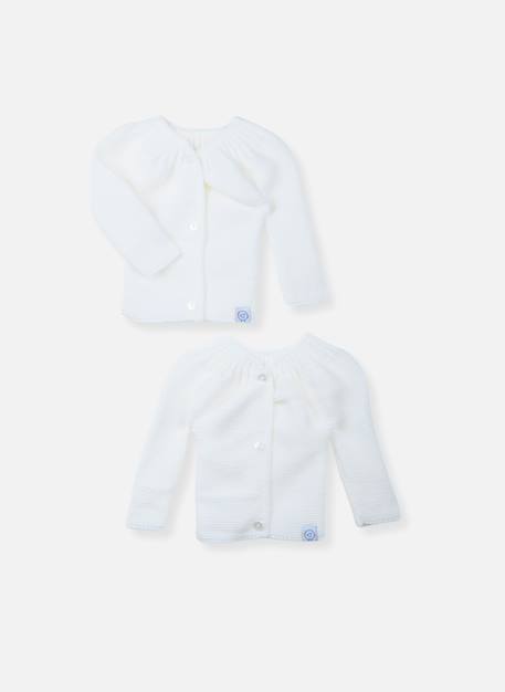 Lot de 2 brassières bébé Blanc / blanc+Blanc/bleu layette+Blanc/curry+Blanc/gris+Blanc/marine+Blanc/rose layette 1 - vertbaudet enfant 