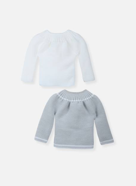Lot de 2 brassières bébé Blanc / blanc+Blanc/bleu layette+Blanc/curry+Blanc/gris+Blanc/marine+Blanc/rose layette 9 - vertbaudet enfant 