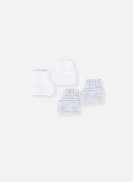 Lot de 2 paires de bottons pour bébé Blanc/blanc+Blanc/bleu layette+Blanc/gris+Blanc/marine+Blanc/rose layette 6 - vertbaudet enfant 