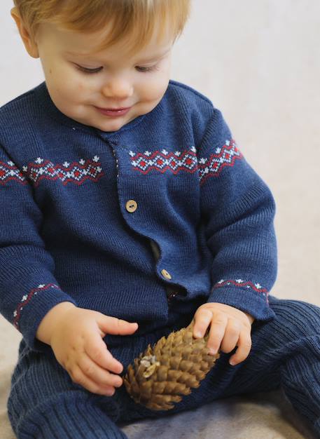 Gilet bébé - chamonix Bleu gris+Écru 4 - vertbaudet enfant 