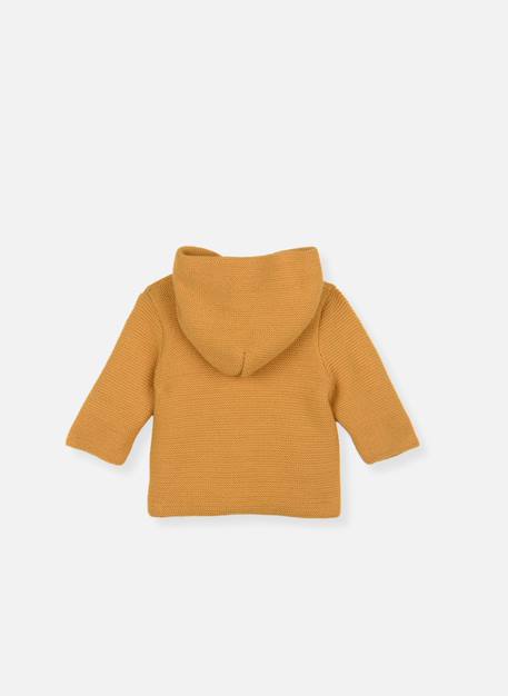 Manteau bébé à capuche en tricot Curry+Ecru rayé marine+Marine rayé écru+Pétunia 2 - vertbaudet enfant 