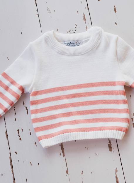 Le pull france Blanc / bleu danube+Blanc / bleu danube+Blanc / bouton de rose 10 - vertbaudet enfant 