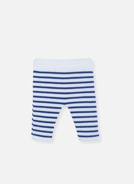 Pantalon bébé marinière Blanc/bleu nuit+Blanc/coquelicot 2 - vertbaudet enfant 