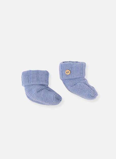 Chaussons bébé en laine mélangée Bleu clair+Ecru+Rose perle 1 - vertbaudet enfant 